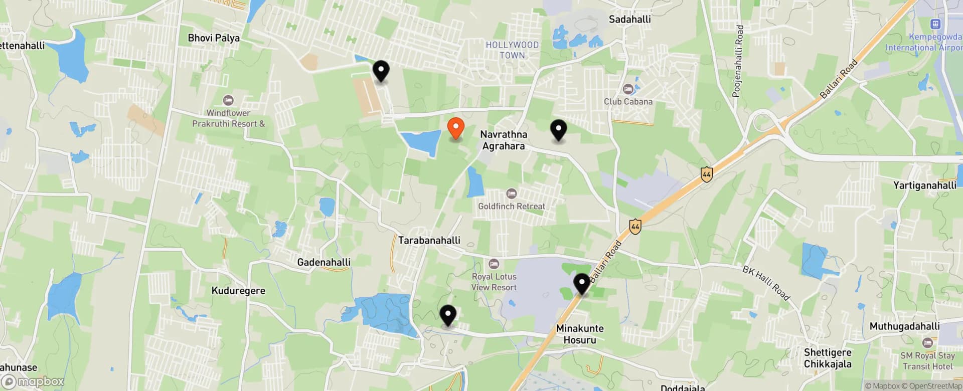 Sadahalli Cluster map with 5 covered projects pinned